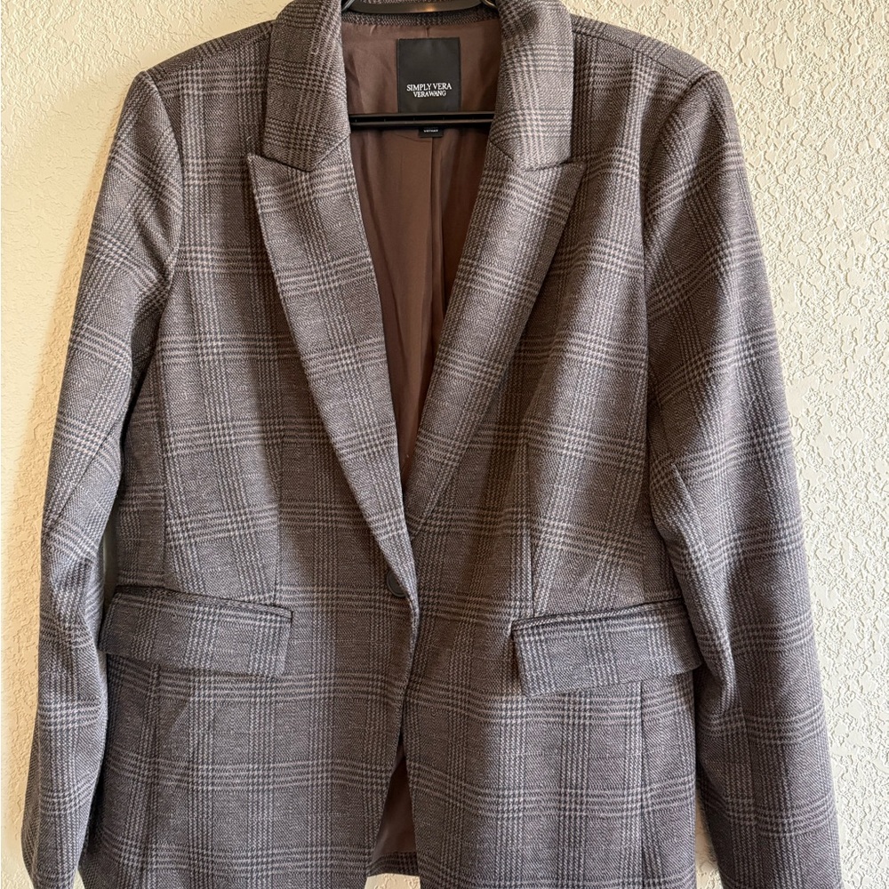 Simply Vera Vera Wang Women's Brown Plaid Blazer